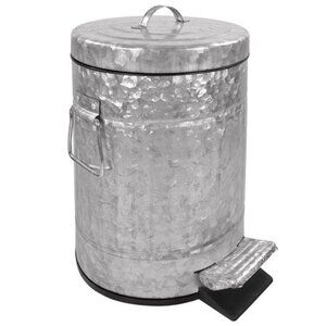 Rustic Farmhouse Bathroom Trash Can - Pet Proof Galvanized Trash Can with Lid